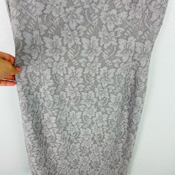 Reiss Marjorie Structured Grey Sheath Lace Dress - Picture 7 of 9